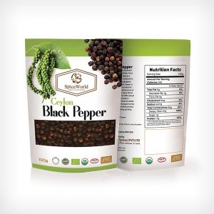Black Pepper Corn Pouch 50g & 100g Spice World SM Lanka Spices