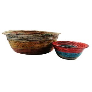 Round Storage Basket / Recycle paper handcraft