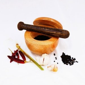 Mortar and pestle with lid / Wooden Kitchen Items