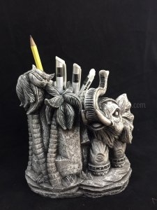 Dolomite Elephant Pen Holder Statue For Gift