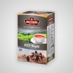 Malithima brand Black & Green tea mix with 1001night Flavored 100g loose tea